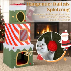 Weihnachtlicher Katzenbaum für Katzen im Innenbereich 120 cm niedliches Klettermöbel