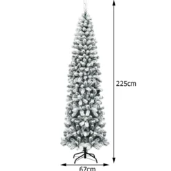 Weihnachtsbaum 225 cm Bleistift Weihnachtsbaum mit Schnee und 350 Warmweißen LED-Leuchten