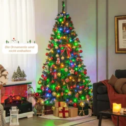 Weihnachtsbaum 215 cm Vorbeleuchteter Klappbarer Kunstbaum mit LED-Leuchten Grün