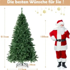 Weihnachtsbaum 215 cm Vorbeleuchteter Klappbarer Kunstbaum mit LED-Leuchten Grün