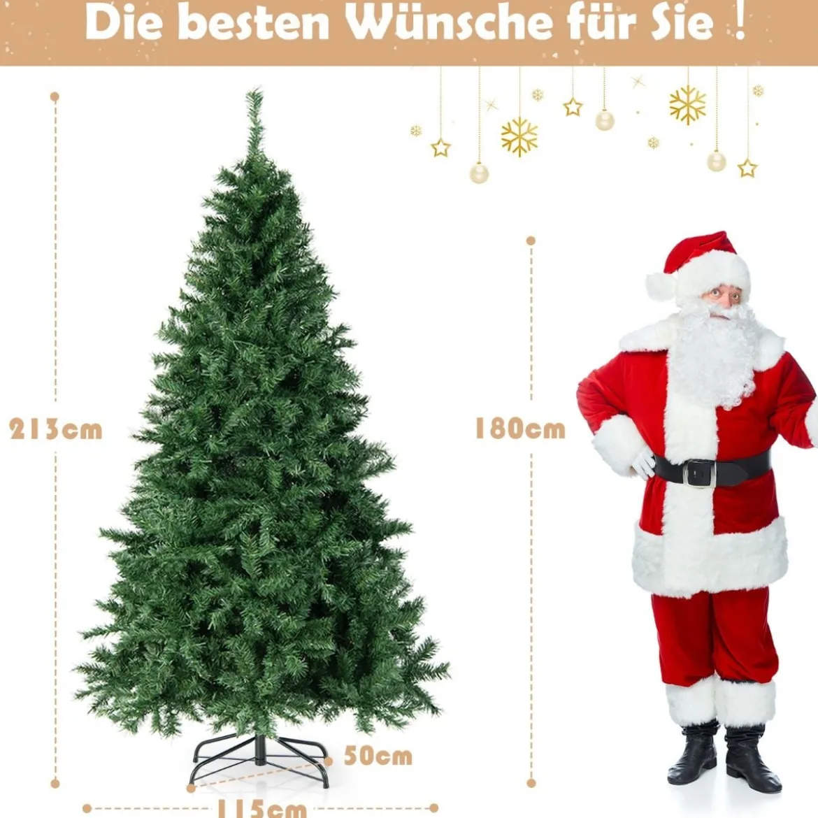 Weihnachtsbaum 215 cm Vorbeleuchteter Klappbarer Kunstbaum mit LED-Leuchten Grün