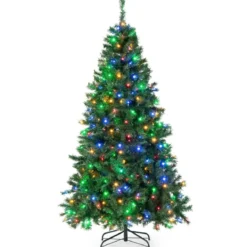 Weihnachtsbaum 215 cm Vorbeleuchteter Klappbarer Kunstbaum mit LED-Leuchten Grün