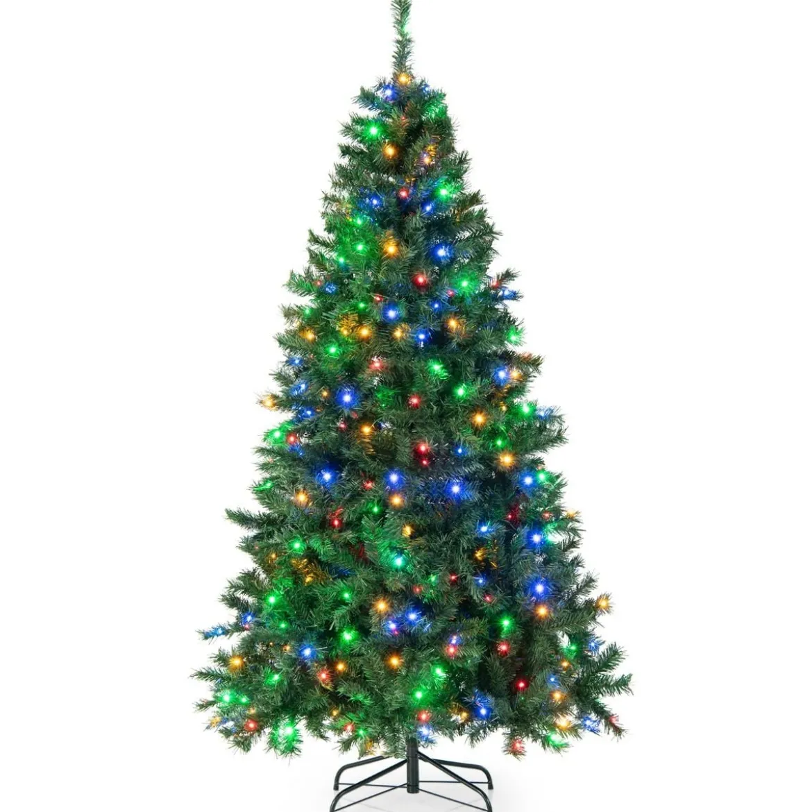 Weihnachtsbaum 215 cm Vorbeleuchteter Klappbarer Kunstbaum mit LED-Leuchten Grün