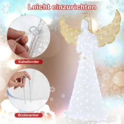 Weihnachtsengel beleuchtet groß Weihnachtsdeko mit 150 LED-Lichtern