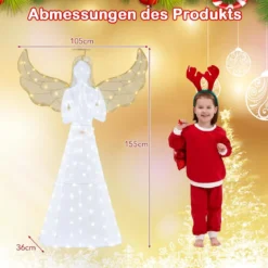 Weihnachtsengel beleuchtet groß Weihnachtsdeko mit 150 LED-Lichtern