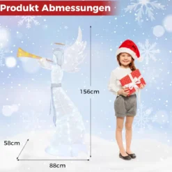 Weihnachtsengel beleuchtet groß Weihnachtsdeko mit 100 LED-Lichtern