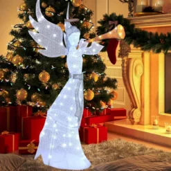 Weihnachtsengel beleuchtet groß Weihnachtsdeko mit 100 LED-Lichtern