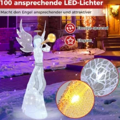 Weihnachtsengel beleuchtet groß Weihnachtsdeko mit 100 LED-Lichtern
