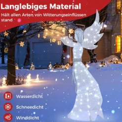 Weihnachtsengel beleuchtet groß Weihnachtsdeko mit 100 LED-Lichtern