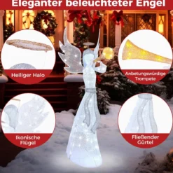 Weihnachtsengel beleuchtet groß Weihnachtsdeko mit 100 LED-Lichtern