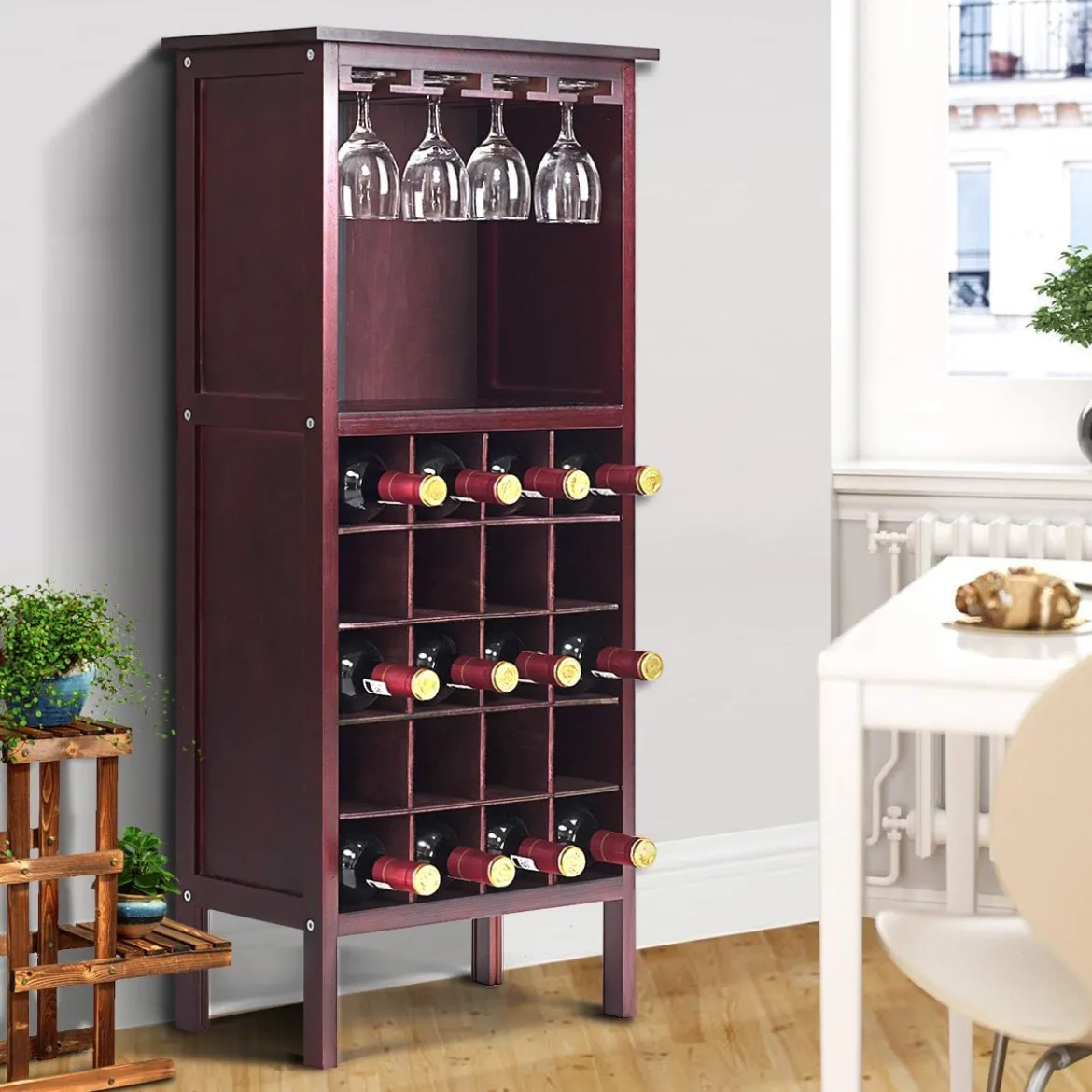 Weinregal aus Holz Flaschenregal Weinständer Holzregal Weinschrank Kolonialstil