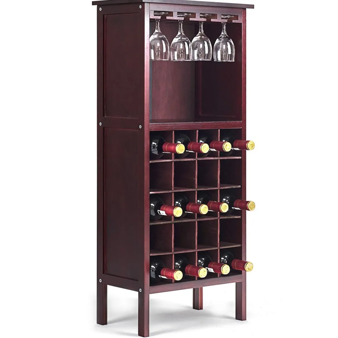 Weinregal aus Holz Flaschenregal Weinständer Holzregal Weinschrank Kolonialstil