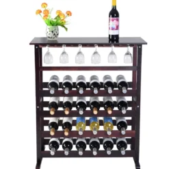 Weinregal aus Holz Flaschenregal Weinständer 24 Flaschen Holzregal Weinschrank