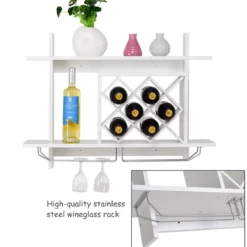 Weinregal Gläserhalter Hängeregal Weiß 80 x 20 x 58,5 cm