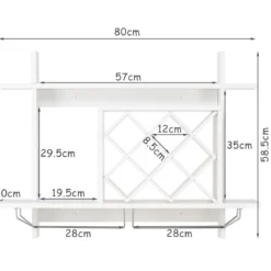 Weinregal Gläserhalter Hängeregal Weiß 80 x 20 x 58,5 cm
