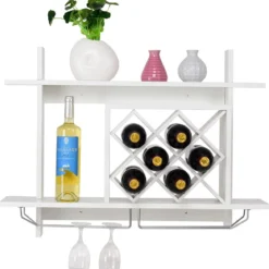 Weinregal Gläserhalter Hängeregal Weiß 80 x 20 x 58,5 cm