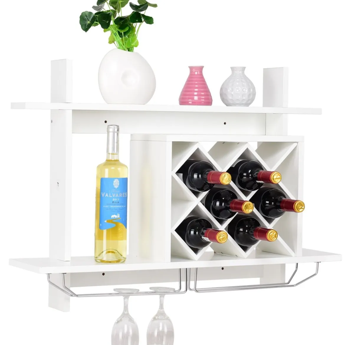 Weinregal Gläserhalter Hängeregal Weiß 80 x 20 x 58,5 cm