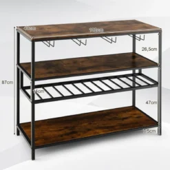 Weinschrank für 13 Weinflaschen mit 4 Reihen Glashalter Industrieller Barschrank mit Weinregal