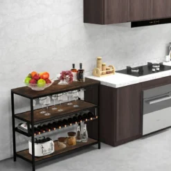 Weinschrank für 13 Weinflaschen mit 4 Reihen Glashalter Industrieller Barschrank mit Weinregal