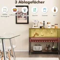 Weinschrank für 13 Weinflaschen mit 4 Reihen Glashalter Industrieller Barschrank mit Weinregal