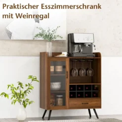 Weinschrank für Zuhause Spirituosenschrank mit Tür & Schublade 80 x 40 x 95 cm Natur