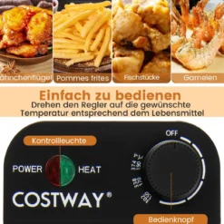2000W Elektrische Öl-Fritteuse mit 3 Frittierkörben & Einstellbare Temperatur & Sichtfensterdeckel