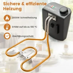 2000W Elektrische Öl-Fritteuse mit 3 Frittierkörben & Einstellbare Temperatur & Sichtfensterdeckel
