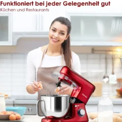 1400W Elektrischer Standmixer Küchenmaschine mit kippbarem Kopf 37 x 19 x 33 cm Rot
