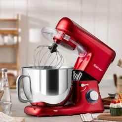 1400W Elektrischer Standmixer Küchenmaschine mit kippbarem Kopf 37 x 19 x 33 cm Rot