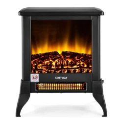 1800W Elektrokamin Kamin Heizung elektrische Kaminheizung 37,5 x 22 x 46 cm Schwarz