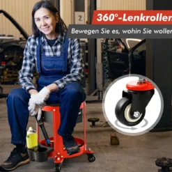 Werkstatthocker 150 kg Belastbar Werkstattsitz mit 2 Schubladen & Dosenhalter