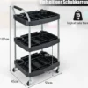 Werkstattwagen Rollwagen mit 3 Etagen Werkzeugwagen mit abgetrennten Fächern 59 x 45 x 107 cm Schwarz
