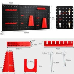 Werkzeugwand mit 25 hängende Zubehörteile Lagersystem Werkzeughaltersortiment 3 Lochplatten 120 x 60 cm