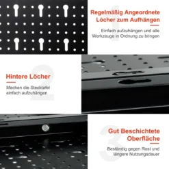 Werkzeugwand mit 25 hängende Zubehörteile Lagersystem Werkzeughaltersortiment 3 Lochplatten 120 x 60 cm