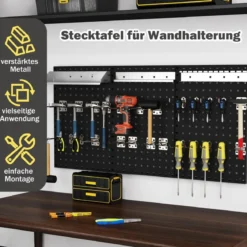 Werkzeugwand Werkzeug Lochwand mit 3 Stecktafeln & 28-teilige hängende Zubehörteile Schwarz/Navy