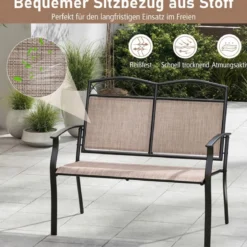 Wetterfeste Gartenbank für 2 Personen Outdoor Sitzbank bis 300 kg Belastbar Stoff Balkonbank