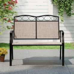 Wetterfeste Gartenbank für 2 Personen Outdoor Sitzbank bis 300 kg Belastbar Stoff Balkonbank