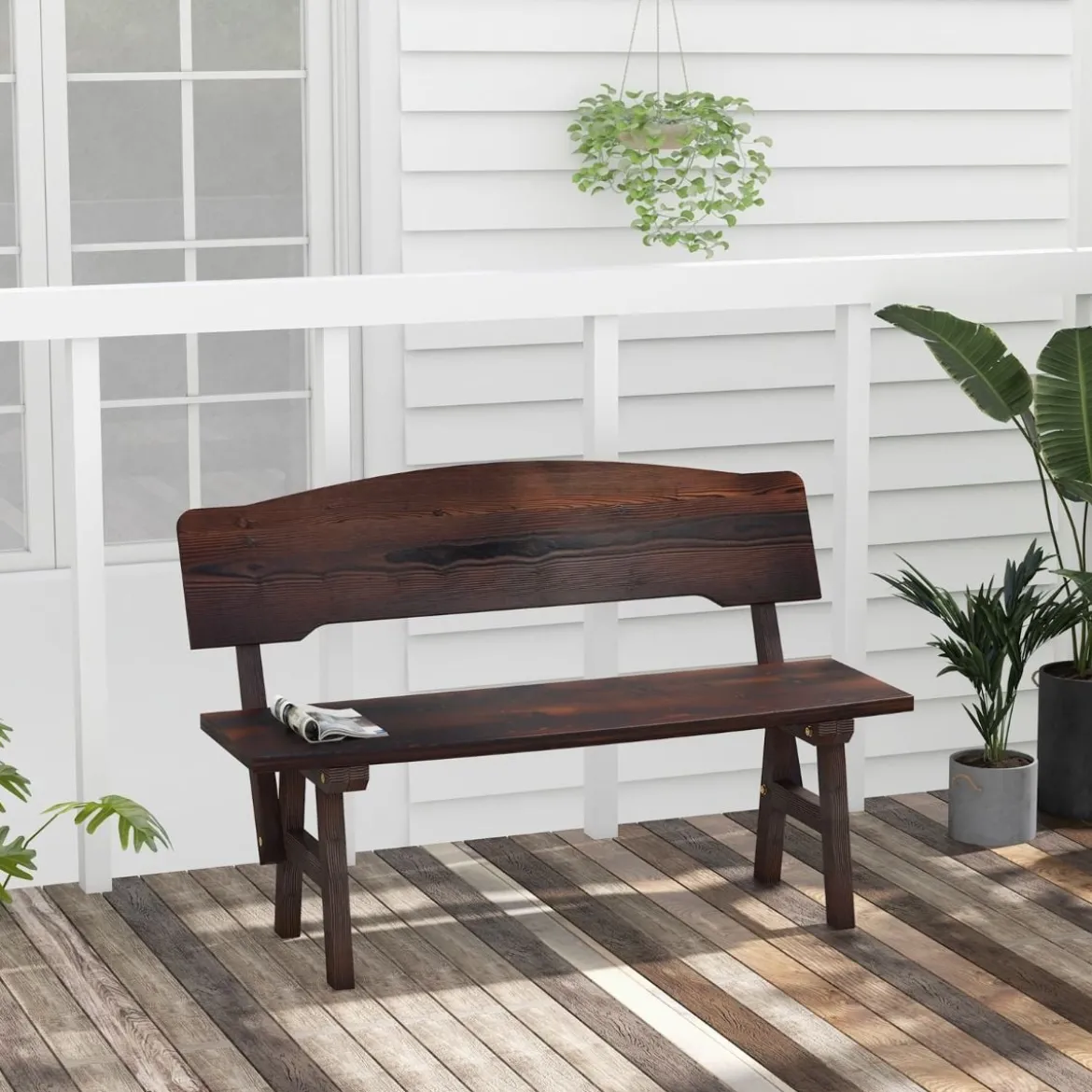 Wetterfeste Gartenbank mit Rückenlehne bis 325 kg Belastbar Parkbank Sitzbank 120 x 51 x 78 cm