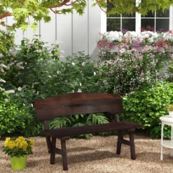 Wetterfeste Gartenbank mit Rückenlehne bis 325 kg Belastbar Parkbank Sitzbank 120 x 51 x 78 cm