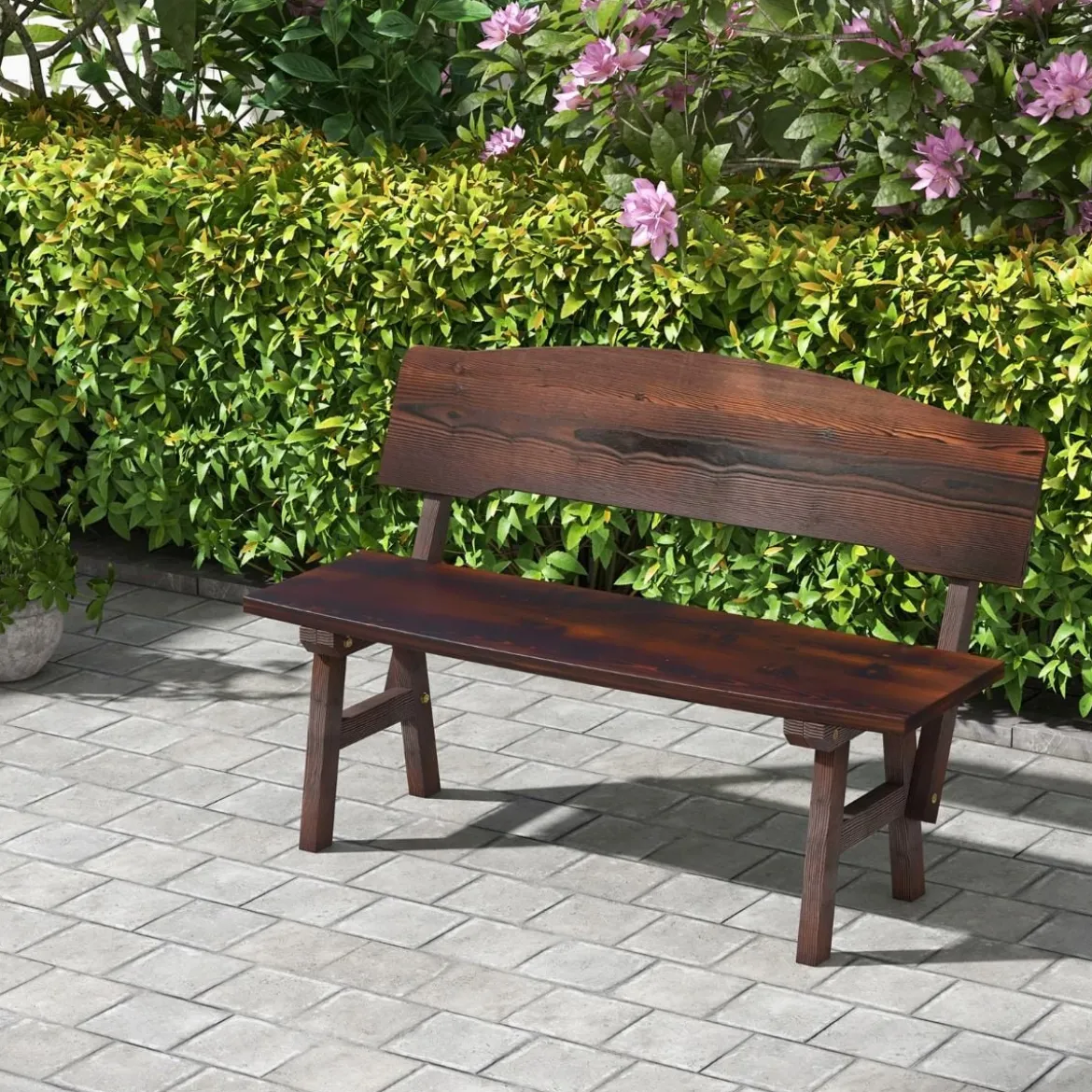 Wetterfeste Gartenbank mit Rückenlehne bis 325 kg Belastbar Parkbank Sitzbank 120 x 51 x 78 cm