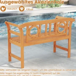 Wetterfeste Holzbank bis 360 kg Belastbar 2-Sitzer Friesenbank aus Akazienholz Sitzbank O-Form
