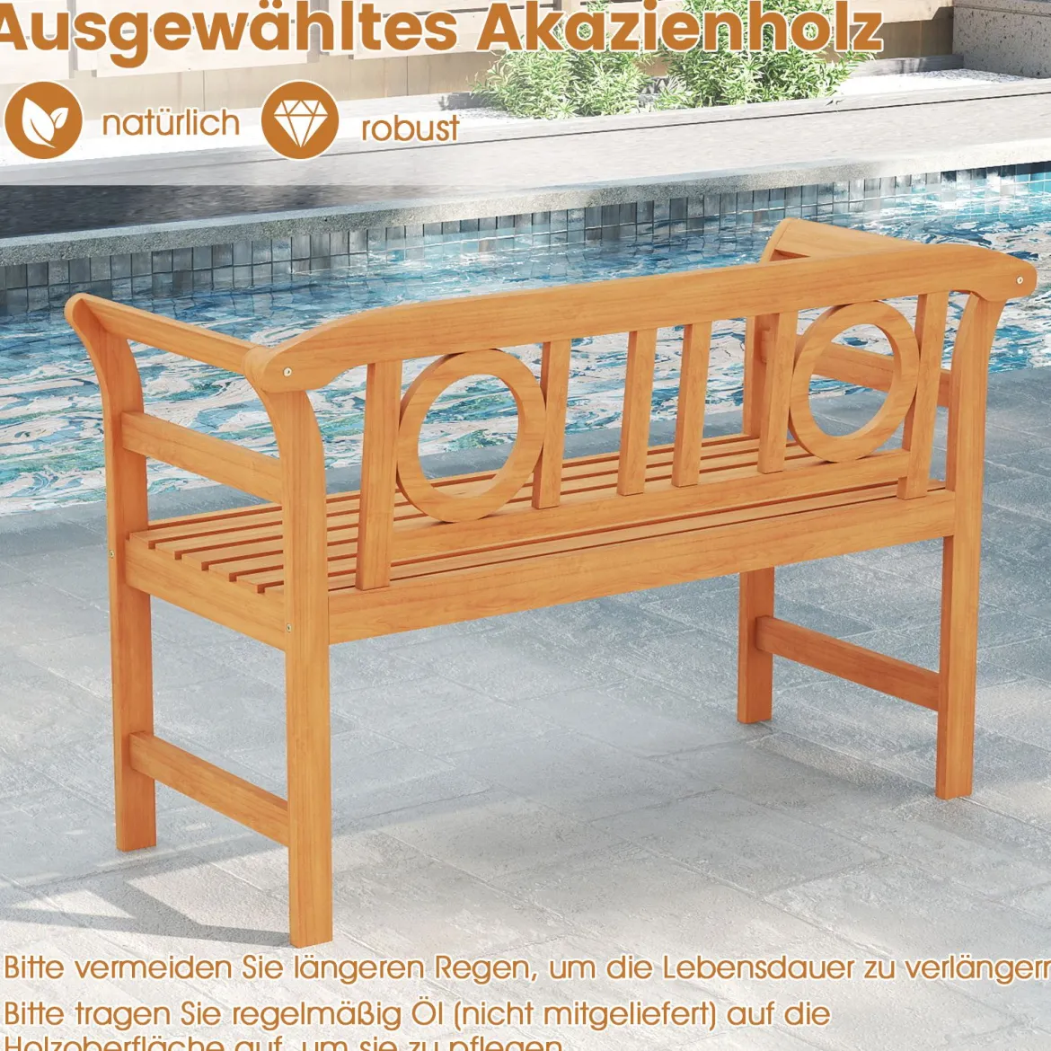 Wetterfeste Holzbank bis 360 kg Belastbar 2-Sitzer Friesenbank aus Akazienholz Sitzbank O-Form