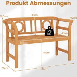 Wetterfeste Holzbank bis 360 kg Belastbar 2-Sitzer Friesenbank aus Akazienholz Sitzbank O-Form