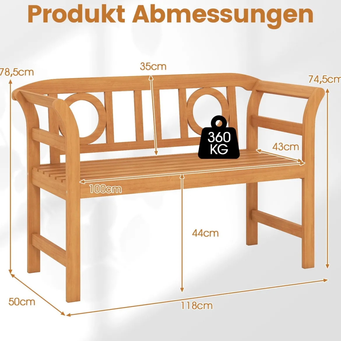 Wetterfeste Holzbank bis 360 kg Belastbar 2-Sitzer Friesenbank aus Akazienholz Sitzbank O-Form