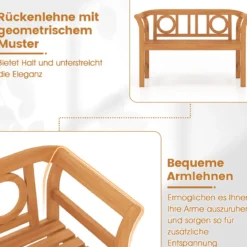 Wetterfeste Holzbank bis 360 kg Belastbar 2-Sitzer Friesenbank aus Akazienholz Sitzbank O-Form