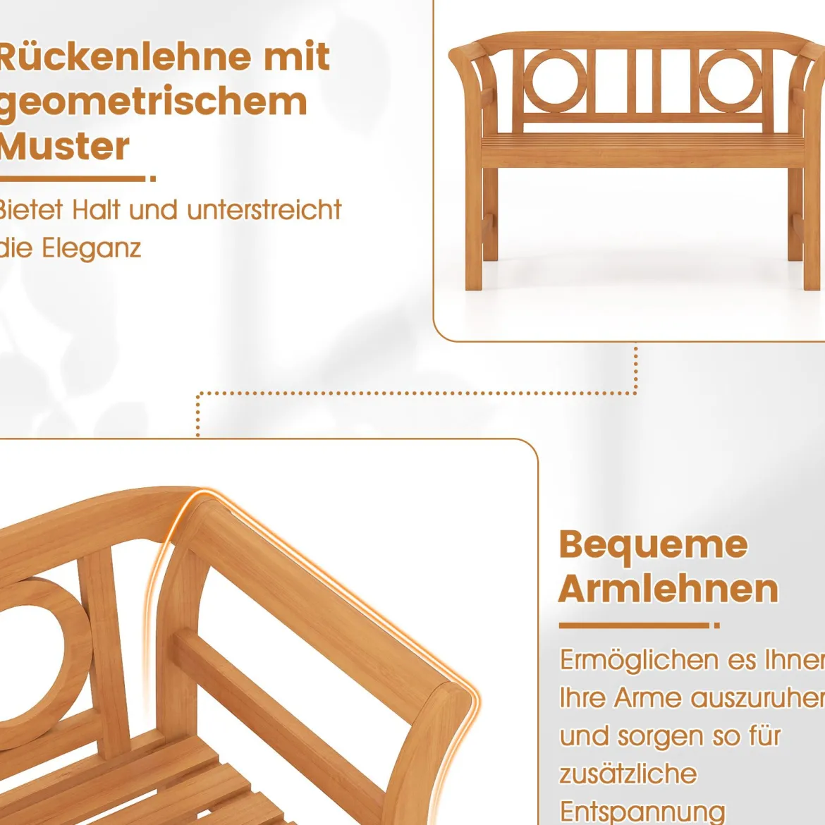 Wetterfeste Holzbank bis 360 kg Belastbar 2-Sitzer Friesenbank aus Akazienholz Sitzbank O-Form