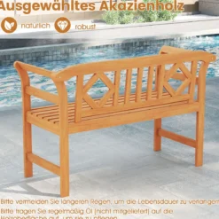Wetterfeste Holzbank bis 360 kg Belastbar 2-Sitzer Friesenbank aus Akazienholz Sitzbank Rhombus