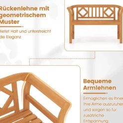 Wetterfeste Holzbank bis 360 kg Belastbar 2-Sitzer Friesenbank aus Akazienholz Sitzbank Rhombus