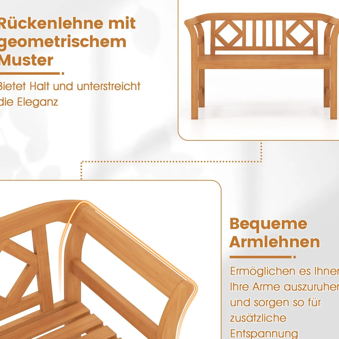 Wetterfeste Holzbank bis 360 kg Belastbar 2-Sitzer Friesenbank aus Akazienholz Sitzbank Rhombus