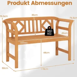 Wetterfeste Holzbank bis 360 kg Belastbar 2-Sitzer Friesenbank aus Akazienholz Sitzbank Rhombus